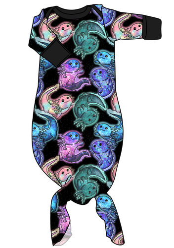 Galaxy Axolotl Newborn Knotted Gown