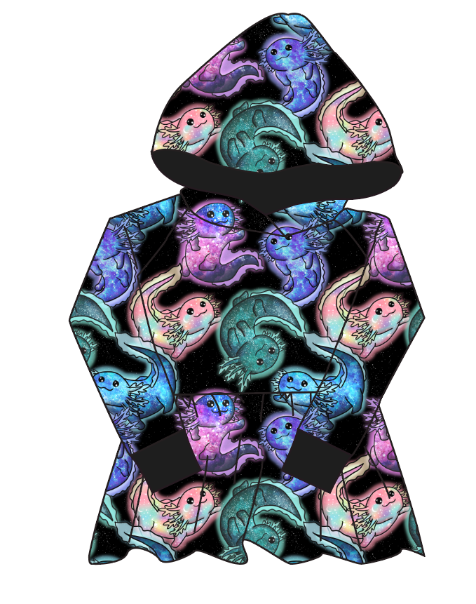 Galaxy Axolotl Peplum Hoodie (or Crewneck)