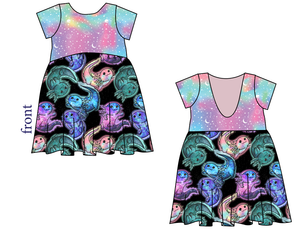 Galaxy Axolotl Low Back Dress
