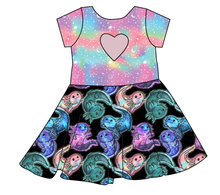 Load image into Gallery viewer, Galaxy Axolotl Molly Heart Back Twirly Dress