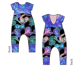 Galaxy Axolotl Low Back Romper and Bubble Romper