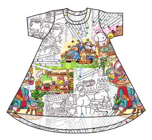 Cutesy Colouring Basic T-Shirt Dress