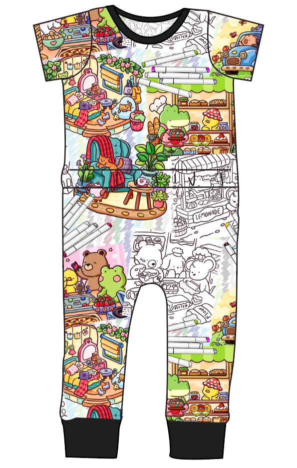Cutesy Colouring Bennett Pants and Shorts Length T-Shirt Romper