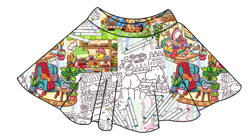 Cutesy Colouring Ladies' Circle Skirt