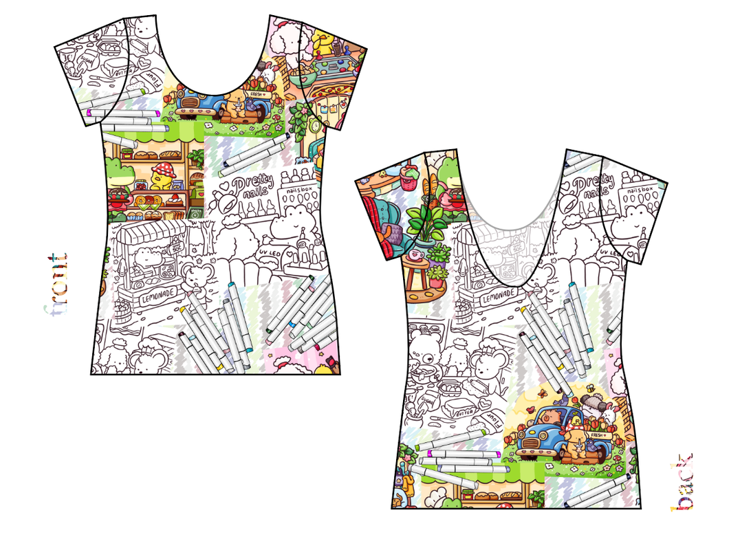 Cutesy Colouring Ladies' Low Back Ballerina Tee