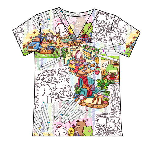 Cutesy Colouring Ladies' Slouchy V-Neck Tee