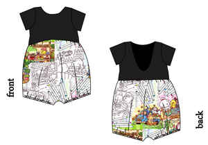 Cutesy Colouring Low Back Romper and Bubble Romper