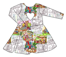 Load image into Gallery viewer, Cutesy Colouring Molly Heart Back Twirly Dress