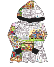 Load image into Gallery viewer, Cutesy Colouring Peplum Hoodie (or Crewneck)