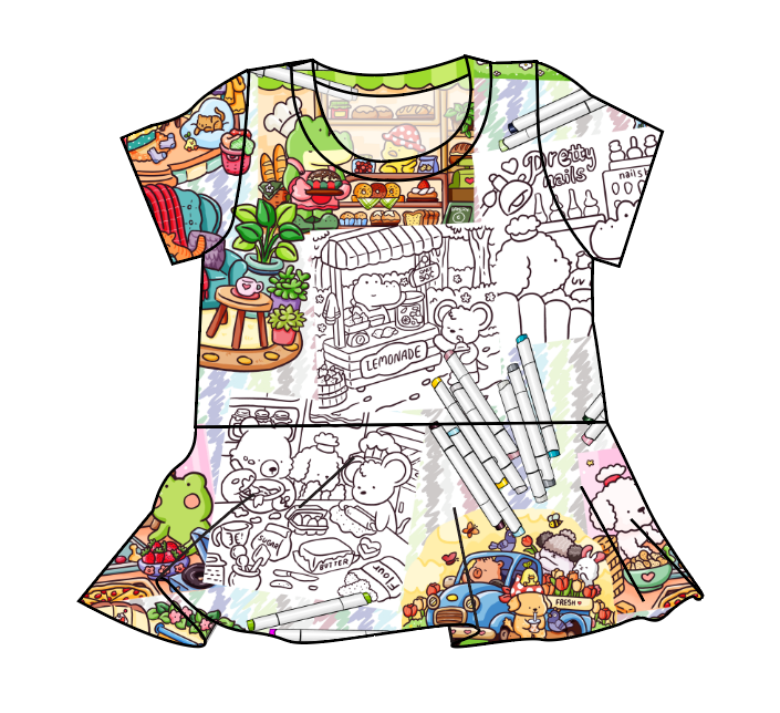 Cutesy Colouring Peplum Top