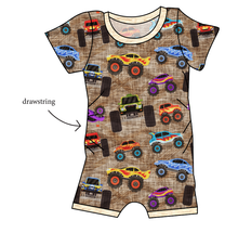 Load image into Gallery viewer, Monster Trucks Grow With Me Pants And Shorts Romper