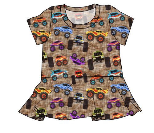 Monster Trucks Ladies' Peplum Top