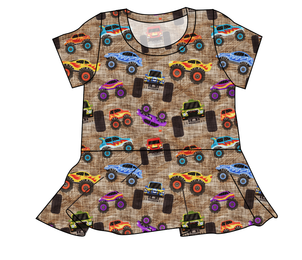 Monster Trucks Ladies' Peplum Top