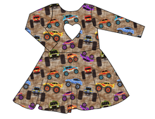 Load image into Gallery viewer, Monster Trucks Molly Heart Back Twirly Dress