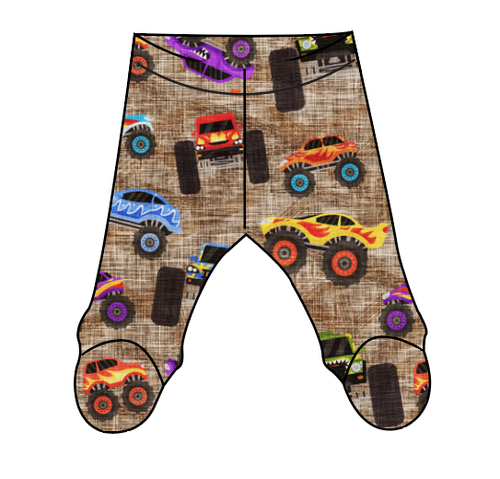 Monster Trucks Newborn Footed Pants