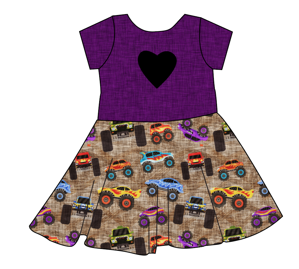 Monster Trucks Molly Heart Back Twirly Dress