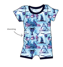Load image into Gallery viewer, Midnight At Hogwarts Grow With Me Pants And Shorts Romper