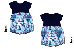 Midnight At Hogwarts Low Back Romper and Bubble Romper