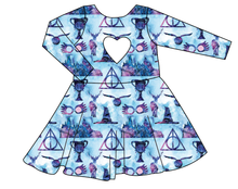 Load image into Gallery viewer, Midnight At Hogwarts Molly Heart Back Twirly Dress