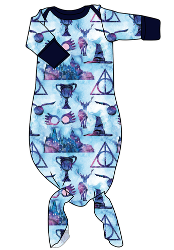 Midnight At Hogwarts Newborn Knotted Gown
