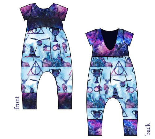 Midnight At Hogwarts Low Back Romper and Bubble Romper