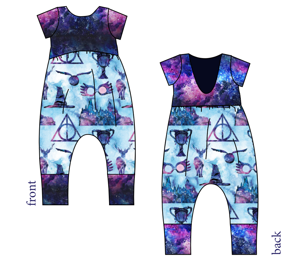 Midnight At Hogwarts Low Back Romper and Bubble Romper