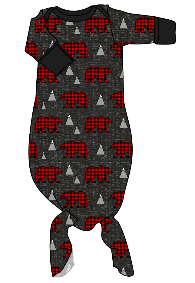 Buffalo Bears Newborn Knotted Gown