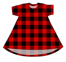 Load image into Gallery viewer, Buffalo Plaid Basic T-Shirt Dress