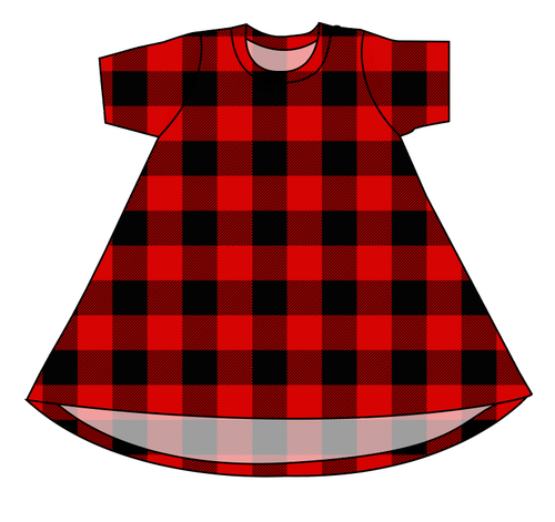 Buffalo Plaid Basic T-Shirt Dress