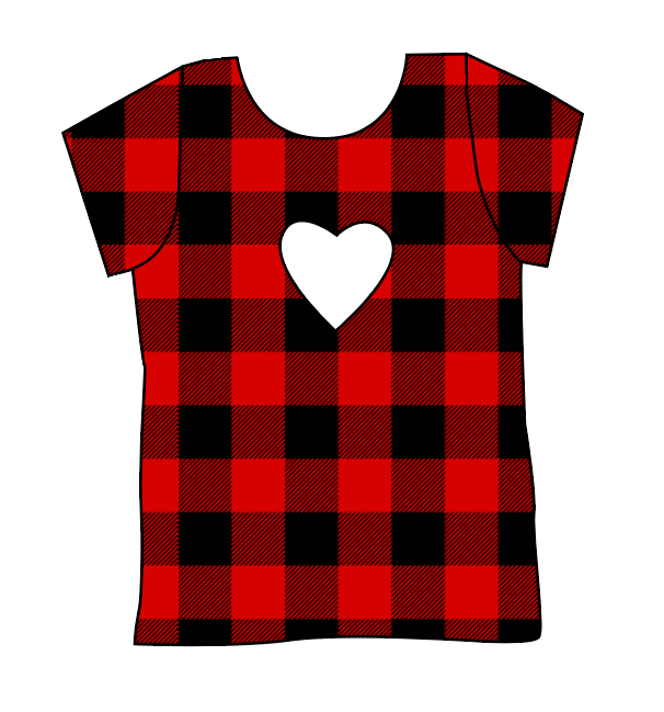 Buffalo Plaid Cambria Heart Back Tee
