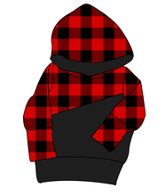 Load image into Gallery viewer, Buffalo Plaid Grow With Me Hoodie (or Crewneck)