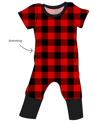 Buffalo Plaid Grow With Me Pants And Shorts Romper