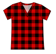 Load image into Gallery viewer, Buffalo Plaid Ladies&#39; Slouchy V-Neck Tee