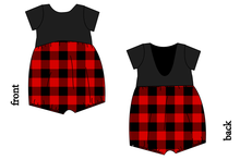 Load image into Gallery viewer, Buffalo Plaid Low Back Romper and Bubble Romper