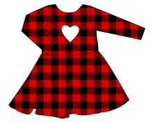 Load image into Gallery viewer, Buffalo Plaid Molly Heart Back Twirly Dress