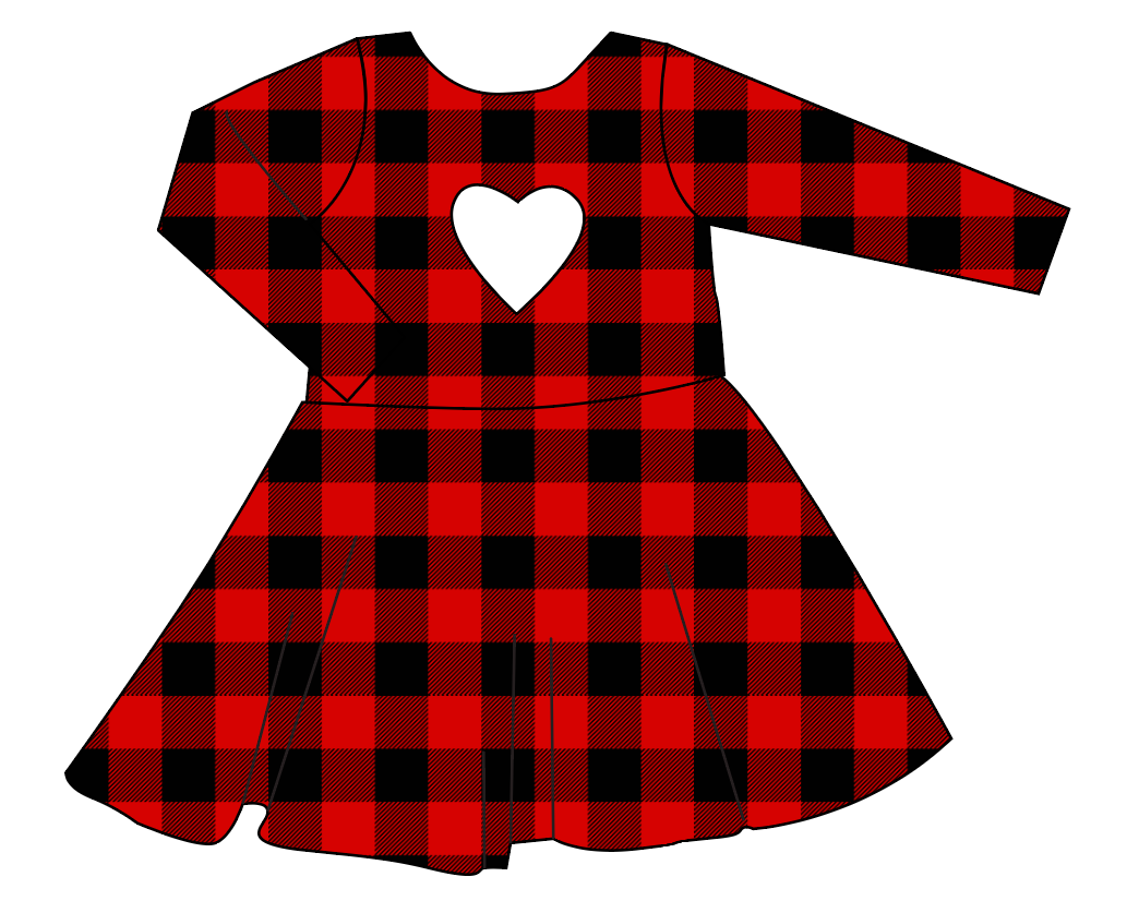 Buffalo Plaid Molly Heart Back Twirly Dress