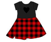 Load image into Gallery viewer, Buffalo Plaid Molly Heart Back Twirly Dress