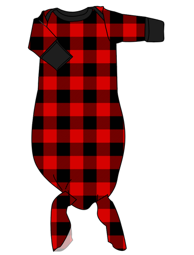 Buffalo Plaid Newborn Knotted Gown