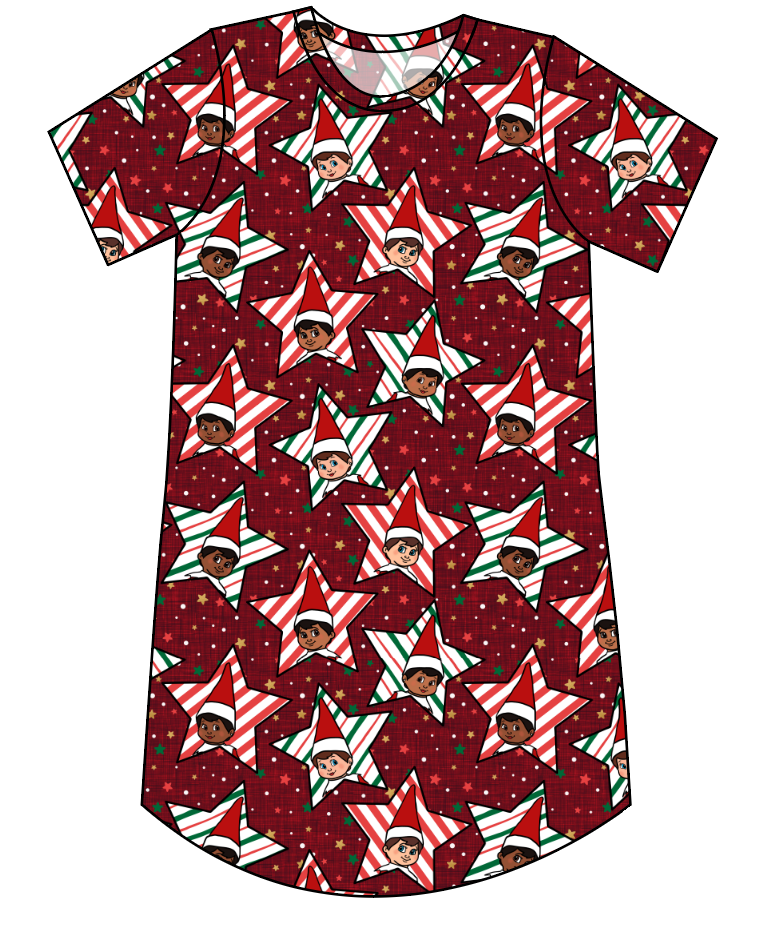 Elf Stars Ladies' T-Shirt Dress