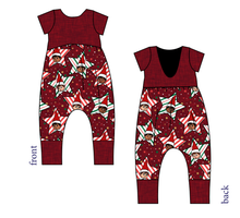 Load image into Gallery viewer, Elf Stars Low Back Romper and Bubble Romper