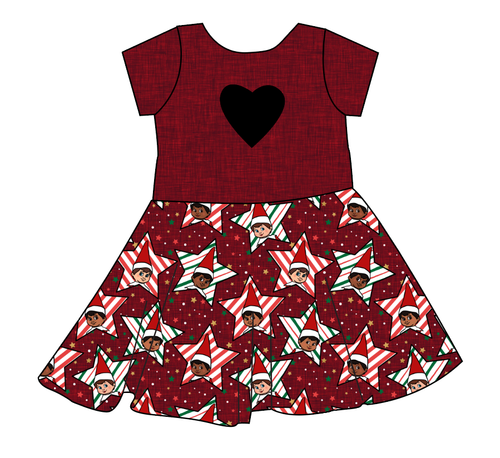 Elf Stars Molly Heart Back Twirly Dress