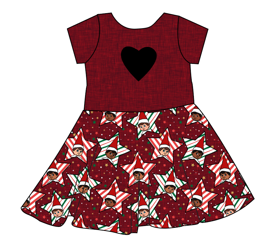 Elf Stars Molly Heart Back Twirly Dress