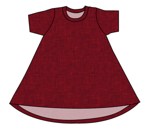 Crimson Linen Basic T-Shirt Dress