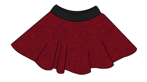 Crimson Linen Circle Skirt