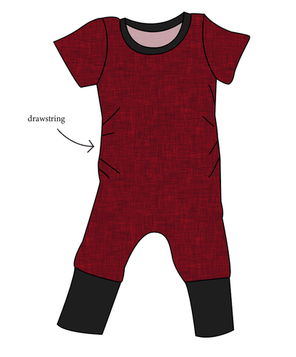 Crimson Linen Grow With Me Pants And Shorts Romper