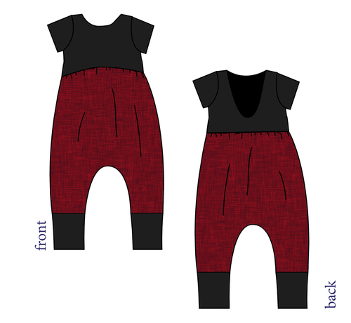 Crimson Linen Low Back Romper and Bubble Romper