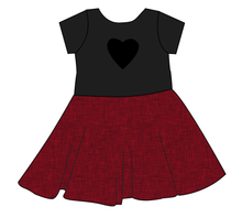 Load image into Gallery viewer, Crimson Linen Molly Heart Back Twirly Dress