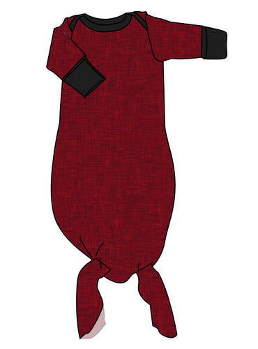 Crimson Linen Newborn Knotted Gown