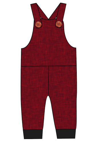 Crimson Linen Overalls and Shortalls