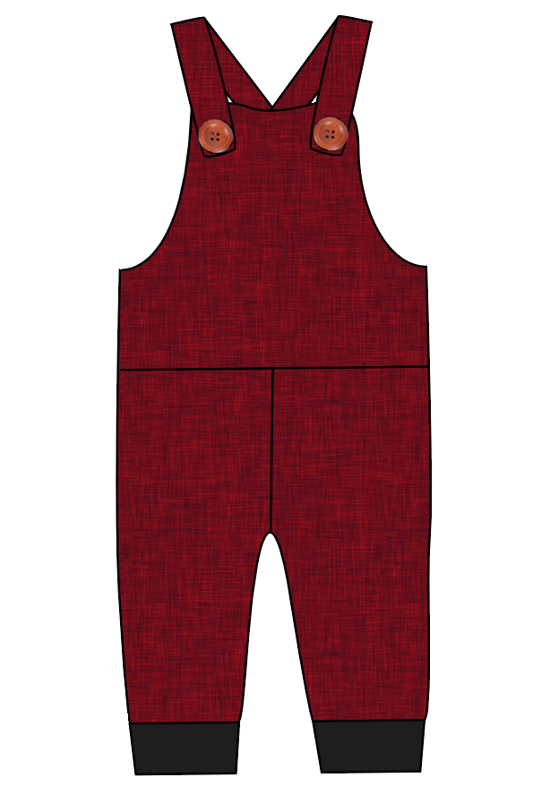 Crimson Linen Overalls and Shortalls